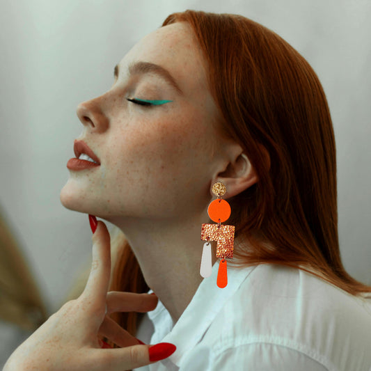 Boucles d'oreilles cuir Ziggy orange