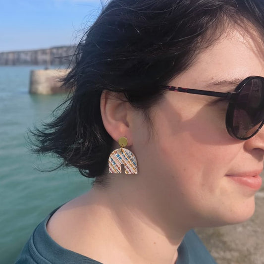 Boucles d'oreilles cuir mini Farah terre bleue