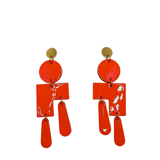 Boucles d'oreilles cuir Ziggy rouge fluo