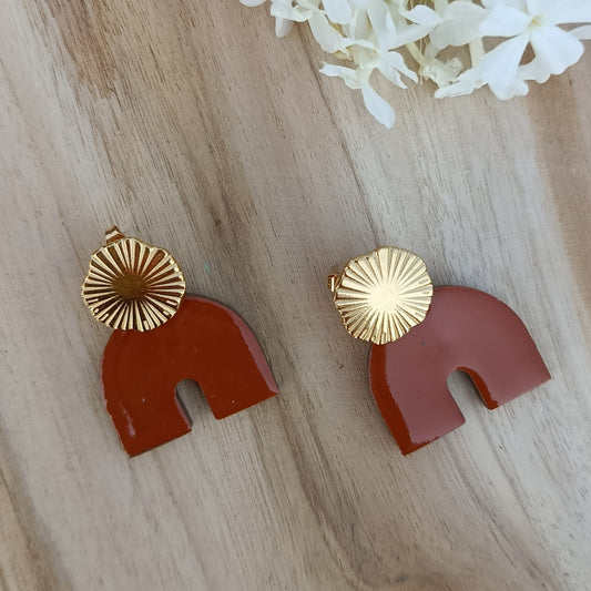 Boucles d'oreilles cuir mini Farah Terracotta