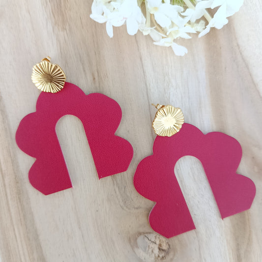 Boucles d'oreilles cuir Farah rouge coquelicot