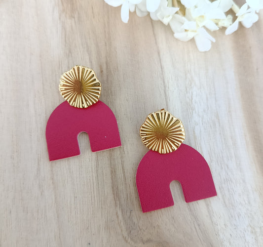 Boucles d'oreilles cuir mini Farah rouge coquelicot