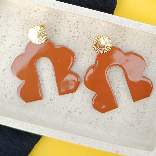 Boucles d'oreilles cuir Farah terracotta