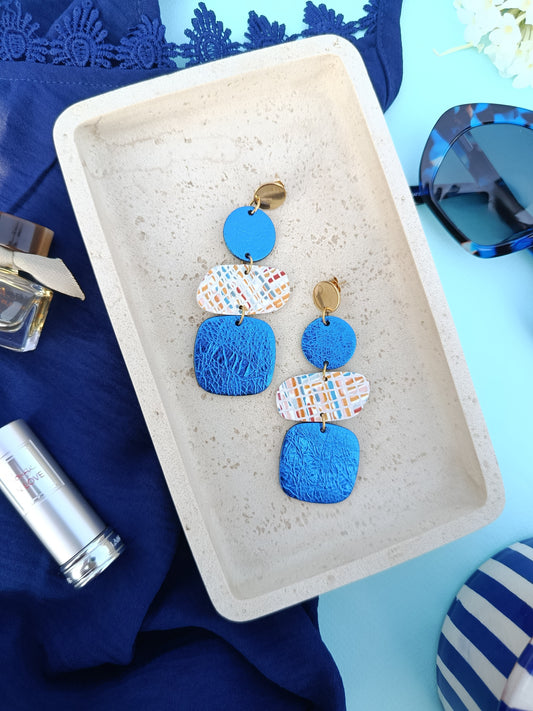 Boucles d'oreilles Oshara bleu métallisé