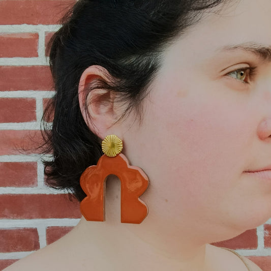 Boucles d'oreilles cuir Farah terracotta