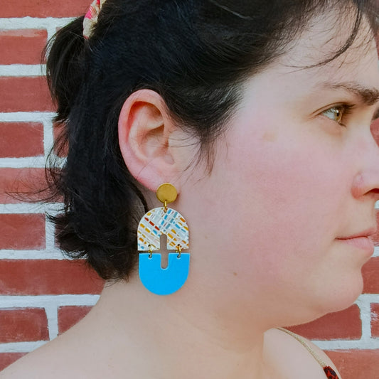 Boucles d'oreilles en cuir Janelys terre bleue