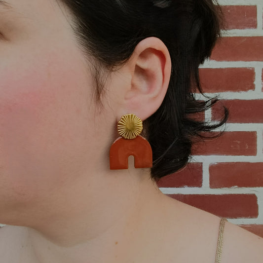 Boucles d'oreilles cuir mini Farah Terracotta