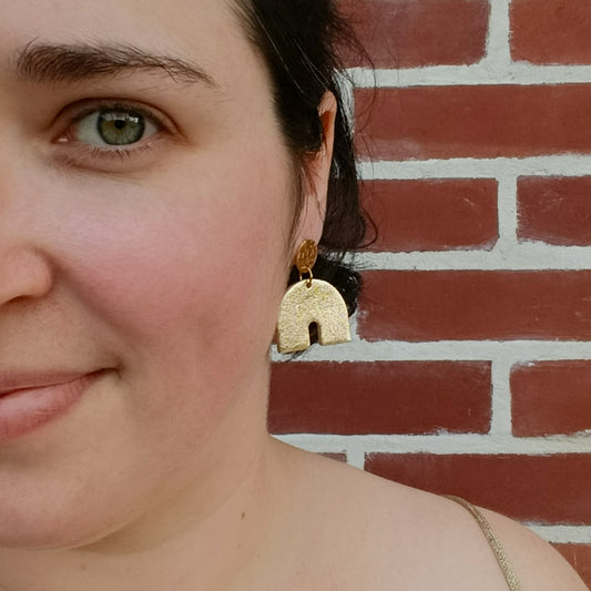 Boucles d'oreilles cuir mini Farah miroir or