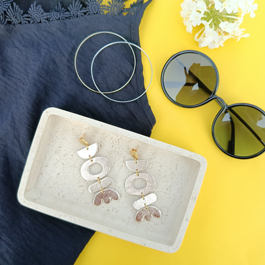 Boucles d'oreilles cuir Galya doré miroir