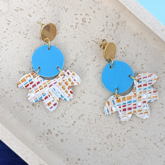 Boucles d'oreilles cuir Solandra bleu ciel
