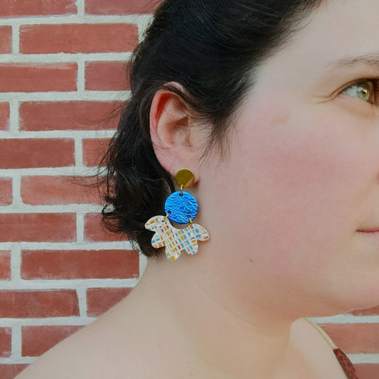 Boucles d'oreilles cuir Solandra terre bleu