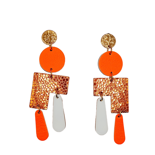 Boucles d'oreilles cuir Ziggy orange