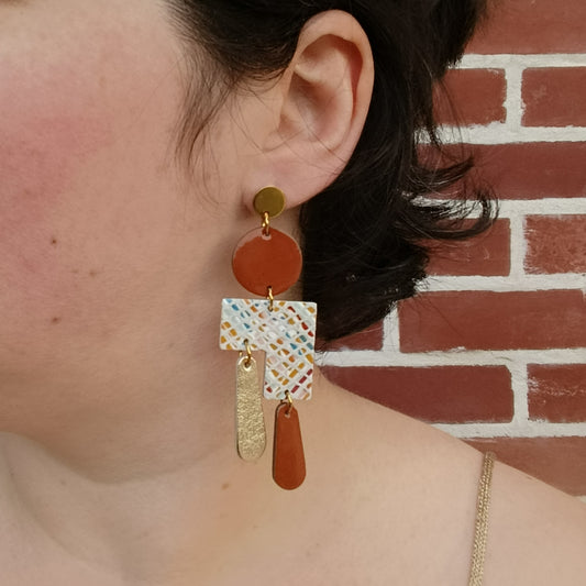 Boucles d'oreilles cuir Ziggy terracotta