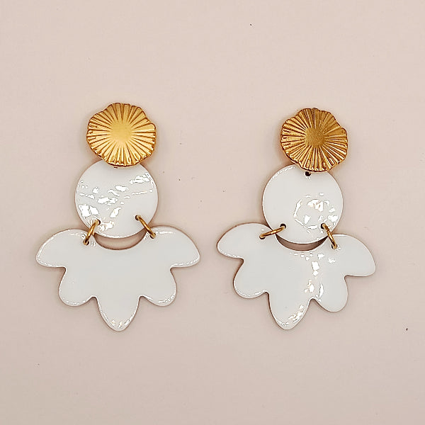 Boucles d'oreilles cuir Solandra blanc laqué