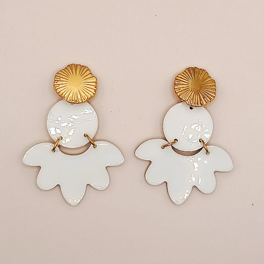 Boucles d'oreilles cuir Solandra blanc laqué