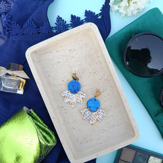Boucles d'oreilles cuir Solandra terre bleu