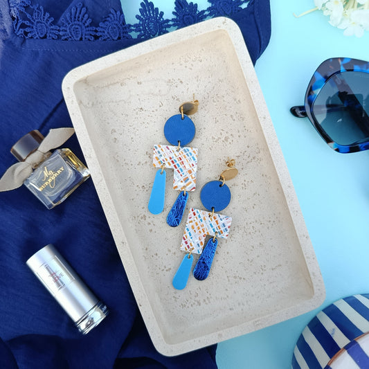 Boucles d'oreilles cuir Ziggy terre bleu