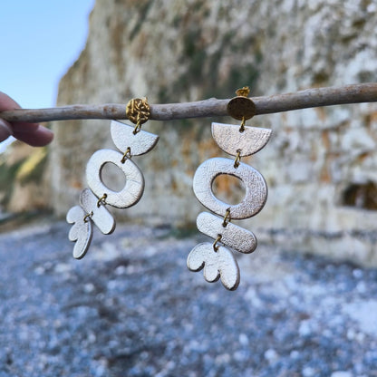 Boucles d'oreilles cuir Galya doré miroir