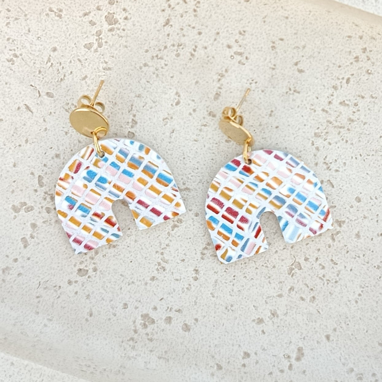 Boucles d'oreilles cuir mini Farah terre bleue