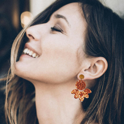 Boucles d'oreilles Solandra Orange métallisé