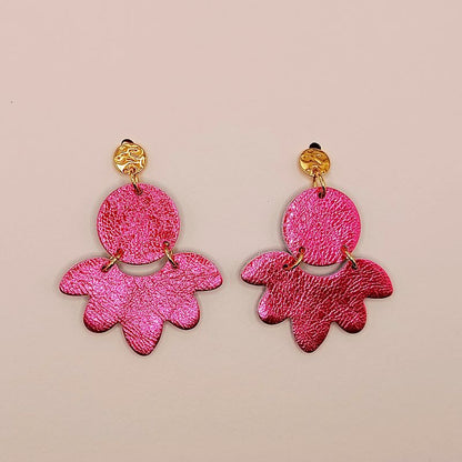 Boucles d'oreilles Solandra fushia irisé