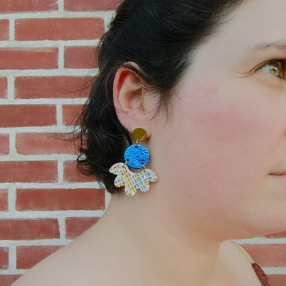 Boucles d'oreilles cuir Solandra terre bleu