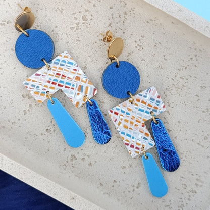 Boucles d'oreilles cuir Ziggy terre bleu