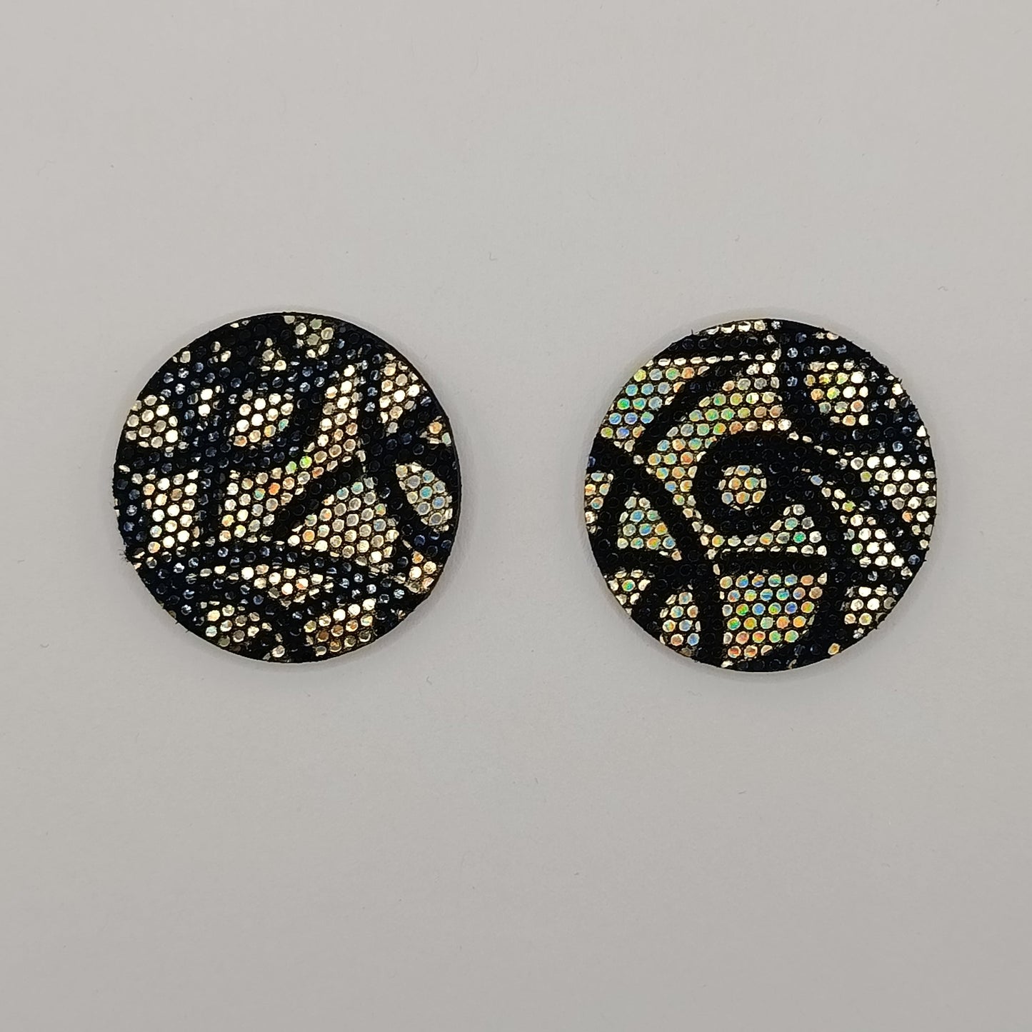 Boucles d'oreilles POP doré et noir holographique