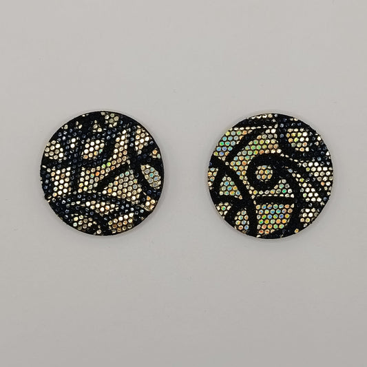 Boucles d'oreilles POP doré et noir holographique