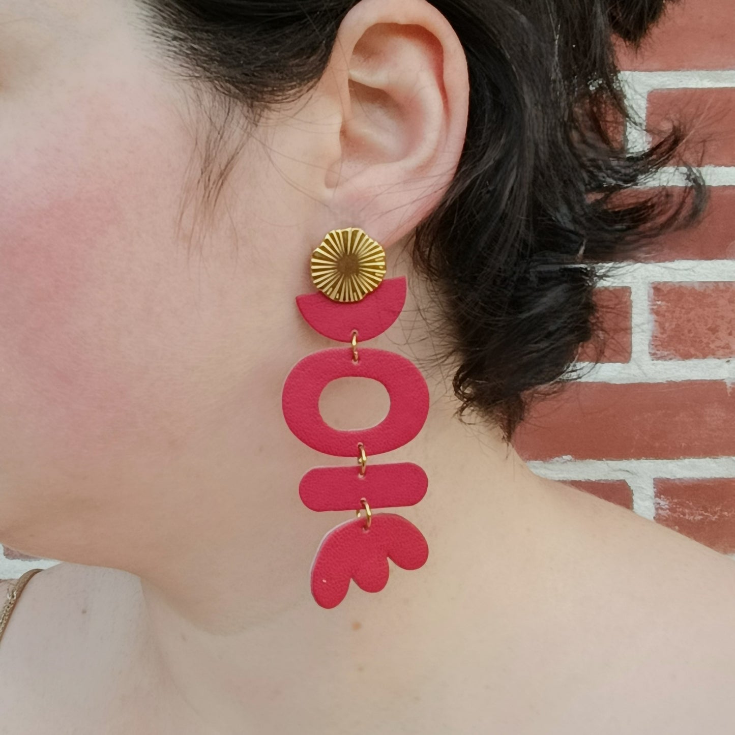 Boucles d'oreilles cuir Galya rouge coquelicot
